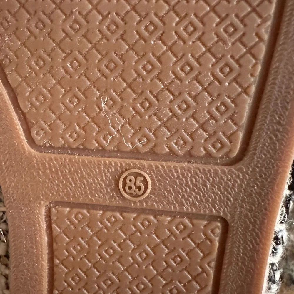 Tory Burch Wool Color Block Flat Espadrille White/Black- leather